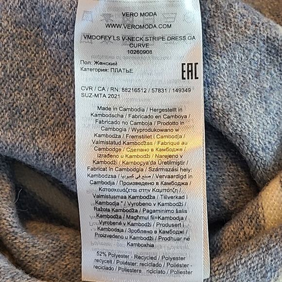 Vero Moda Doffy Curve Stripe Long Sleeve Recycle Blend Sweater Dress 4X NWT - Picture 14 of 15